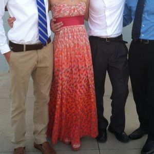 BCBGMaxazria Prom Long Dress Pink Orange 4